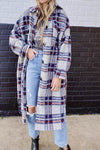 Winter Women's Plush Long-Sleeved Plaid Woolen Coat