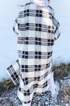 Winter Women's Plush Long-Sleeved Plaid Woolen Coat