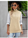 Zipper Solid Color Sleeveless Knitted Vest