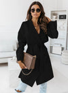 Long Sleeved Woolen Coat With Strap Outerwear
