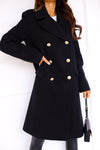 Women Double Row Button Medium Long Woolen Coat