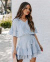ruffled solid color crew neck boho smocked tiered dress