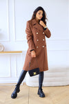 Long sleeved double breasted wool coat
