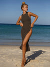 Sleeveless white beach cover-up dress