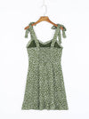 Green Wide Brimmed Lace up Back Elastic Dress