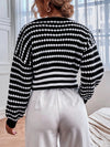 Women Long Sleeve Casual Stripe Short Cardigans