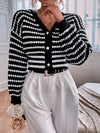 Women Long Sleeve Casual Stripe Short Cardigans