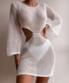 Sexy Hollow Out Cut out Beach Knitted Long Sleeved Bikini