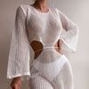 Sexy Hollow Out Cut out Beach Knitted Long Sleeved Bikini