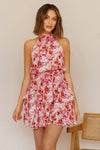 Floral Ruffled Tiered A Line Tie Backless Vacation Dress
