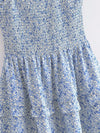 Blue Layered Bow Lace Printed Vest Dress