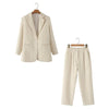 Straight Casual Blazer and Straight Leg Trousers Suit for Women