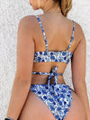 Waveista Floral Print Wrap Bikini Swimsuit Crisscross