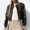 Urban Casual Faux Leather Bomber Jacket for Women