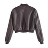 Urban Casual Faux Leather Bomber Jacket for Women
