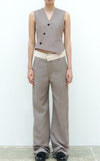 Sleeveless Straight Vest and High-Waist Casual Trousers Suit for Women