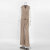Neutral Minimalist Gray Sleeveless Waistcoat Vest Two-Piece Set