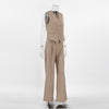 Neutral Minimalist Gray Sleeveless Waistcoat Vest Two-Piece Set