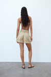 Street Casual Leinen-Stickerei-Shorts für Damen