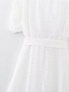 Embroidered Collared Short Sleeve Midi Dress