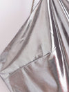 Metallic Cold Shoulder Sleeveless Bright Strap Metal Hanging Collar Dress