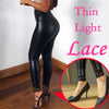 Plus Size Lace Edge Faux Leather Leggings