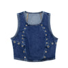 French Chic Sleeveless Vest & High-Waist Jeans