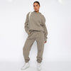 Casual Solid Color Hooded Long Sleeve Sweater and Trousers Suit for Women