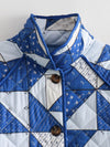 Manteau de veste rembourré en coton imprimé à motif losange