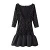 Sexy U-Neck High Waist Black Sequined A-Line Dress