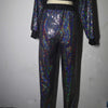 Stage Sequin Ankle-Tied Sweatpants with Elastic Waist for Women
