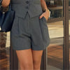 Gray Pleated High-Waist Women's Shorts Design