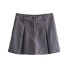 Gray Pleated High-Waist Women's Shorts Design