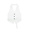 French Backless Hanging Collar Short Vest Top for Women