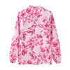 Floral Print Stand Collar Long Sleeve Shirt for Women