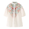 French All-Match Printed Loose-Fitting Round Neck Shirt for Women