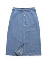 Spring High-Waist Slimming Midi Denim Skirt