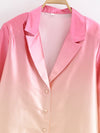 All-Match Orange Pink Farbverlauf Lockeres Langarmshirt für Damen