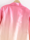 Chemise ample à manches longues pour femmes, dégradé rose orange, assortie à tout