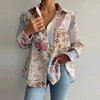 Loose Printed Floral Long-Sleeved Shirt for Women
