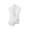Chemise blanche rétro en popeline à lacets pour femme