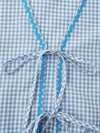 Chemise décontractée à carreaux tressés de couleur contrastée pour femme