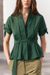 Spring Street Pleated Shirt with Belt Casual