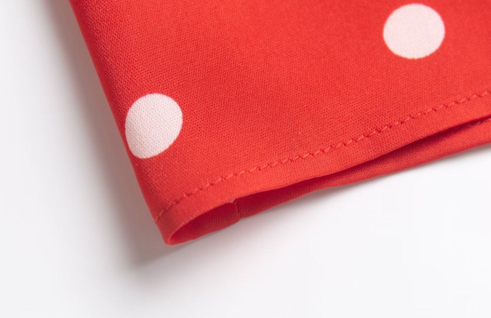Red Retro Contrast Color Polka Dot Split Midi Skirt