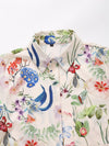 Spring Long Sleeved Floral Printed Satin Shirt for Women