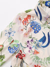 Spring Long Sleeved Floral Printed Satin Shirt for Women