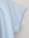 Chemise ample à manches courtes en popeline de couleur unie avec nœud cardigan à col pour femme