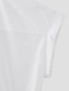 Chemise ample à manches courtes en popeline de couleur unie avec nœud cardigan à col pour femme