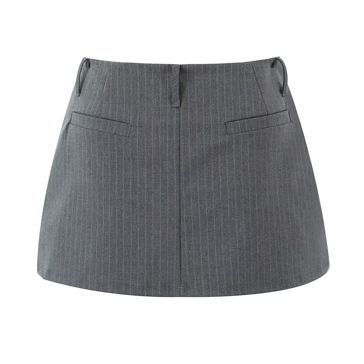 Retro Low-Waist Vertical Stripes Mini Sheath A-Line Skirt for Women