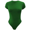 Solid Color Round Neck Short Sleeve Tight Bodysuit: